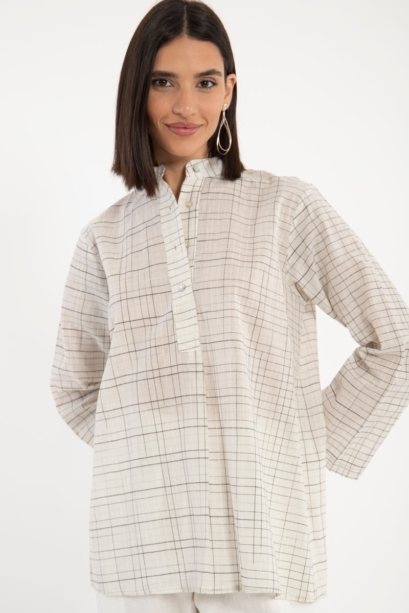 Yousra Handloom Cotton Checked Shirt