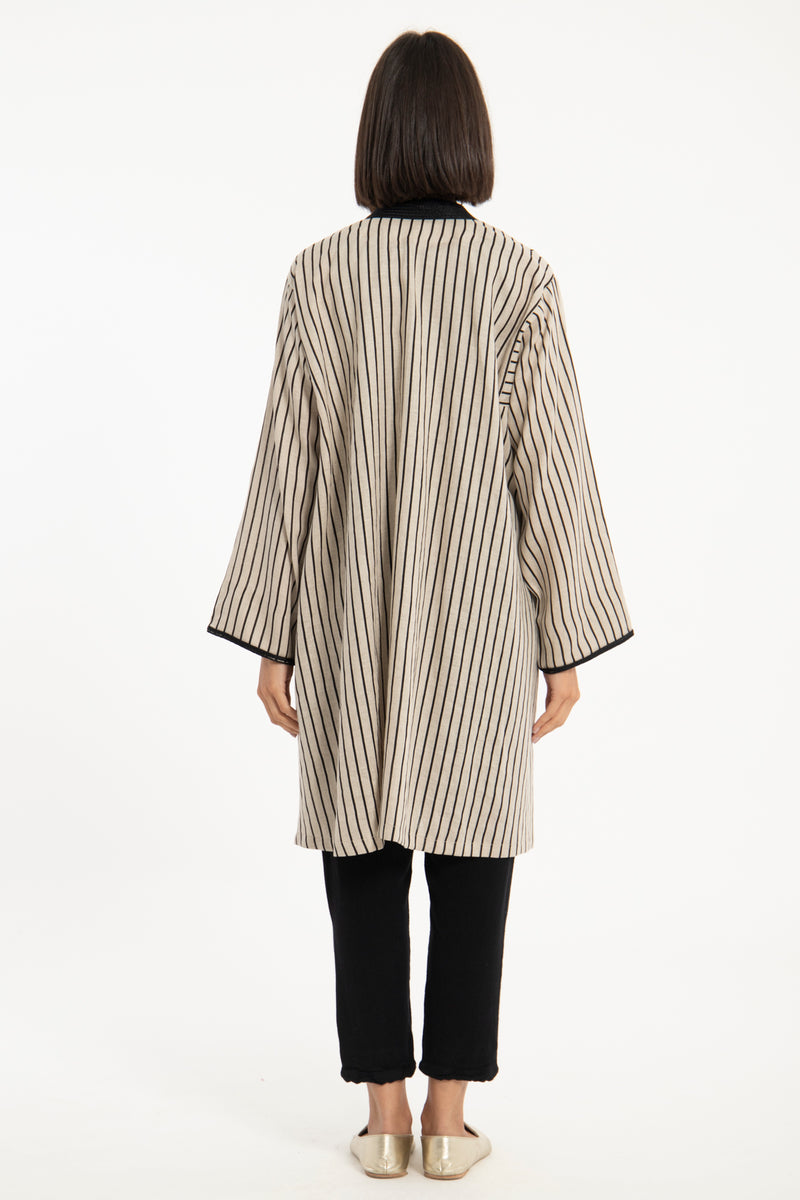 Classic Linen Striped Short Abaya