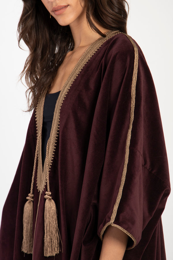 Aida Cotton Velvet Brown Abaya