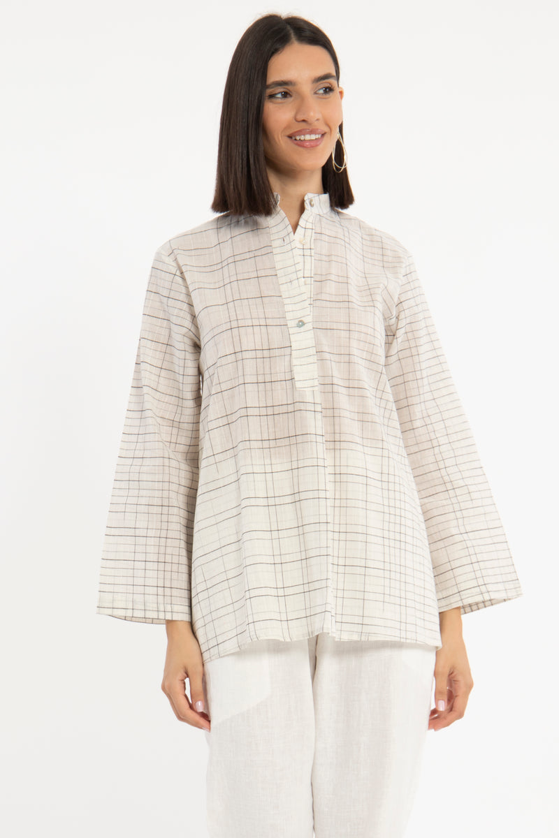 Yousra Handloom Cotton Checked Shirt
