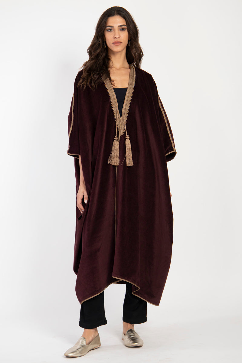 Aida Cotton Velvet Brown Abaya