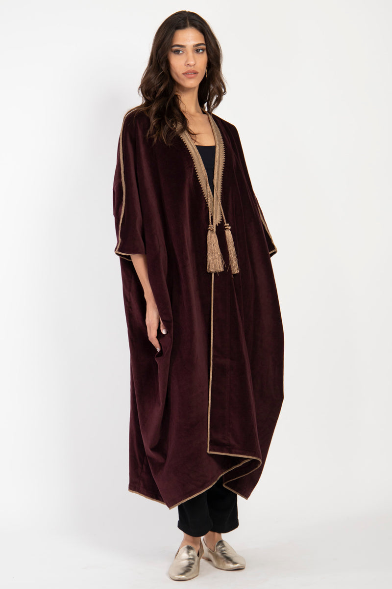 Aida Cotton Velvet Brown Abaya