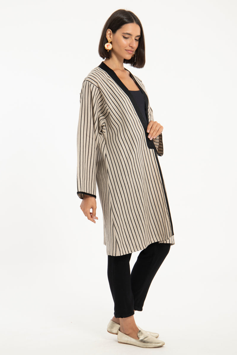 Classic Linen Striped Short Abaya