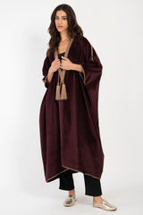 Aida Cotton Velvet Brown Abaya