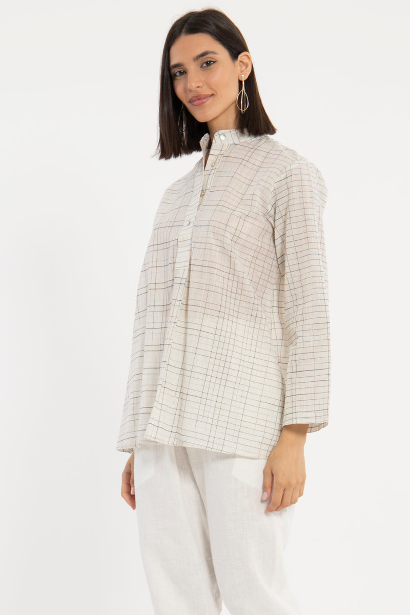 Yousra Handloom Cotton Checked Shirt