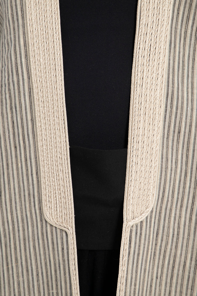 Classic Linen Striped Short Abaya