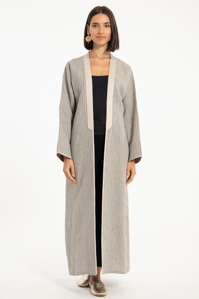 Classic Linen Striped Abaya