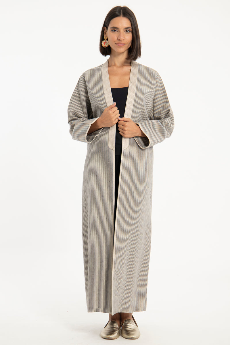 Classic Linen Striped Abaya