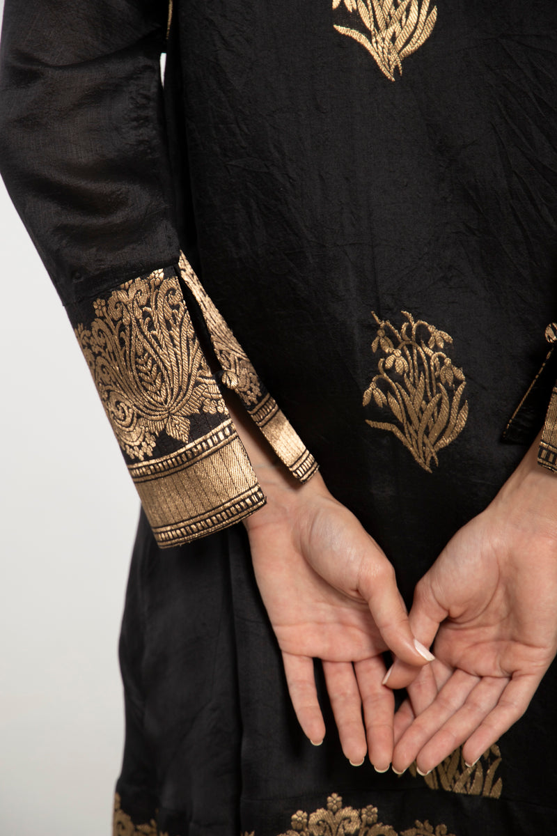 One-Of-a-Kind Soula Silk Black & Gold Dress