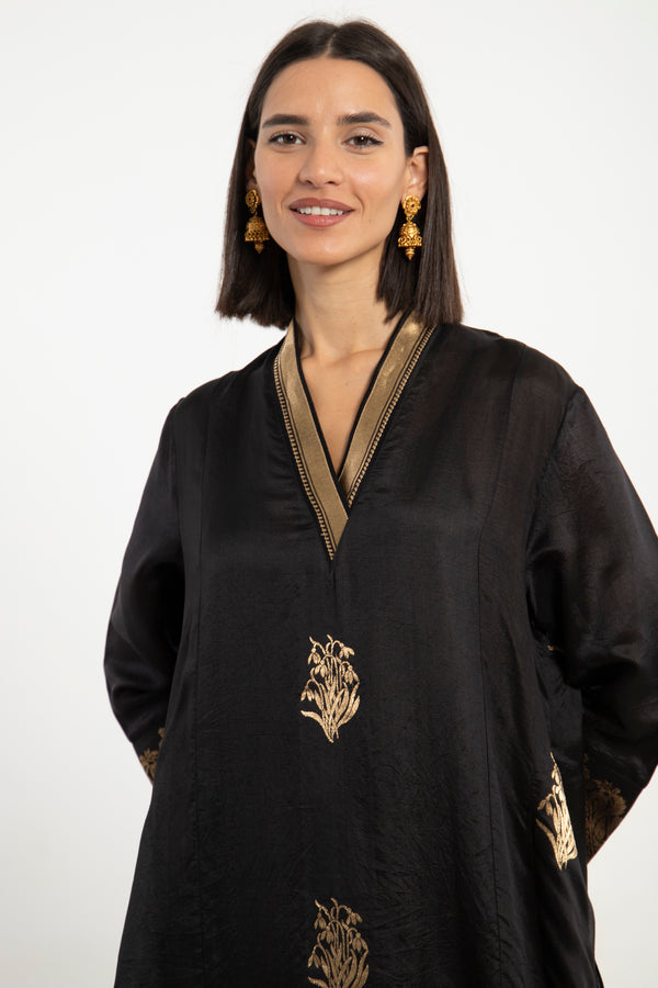 Soula Silk Black & Gold Dress