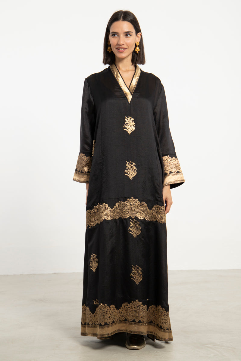 Soula Silk Black & Gold Dress