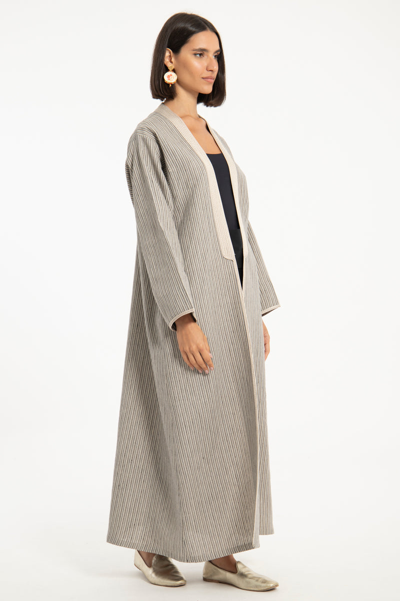 Classic Linen Striped Abaya