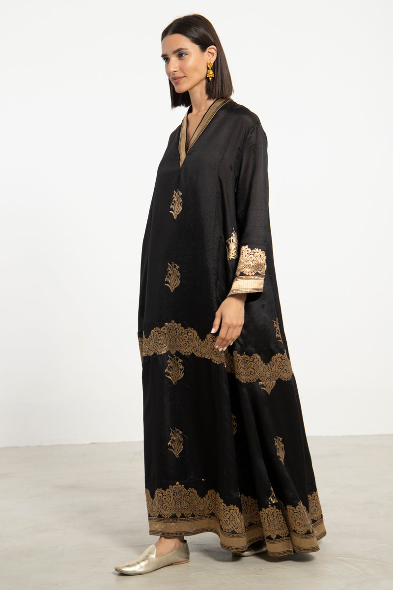 Soula Silk Black & Gold Dress