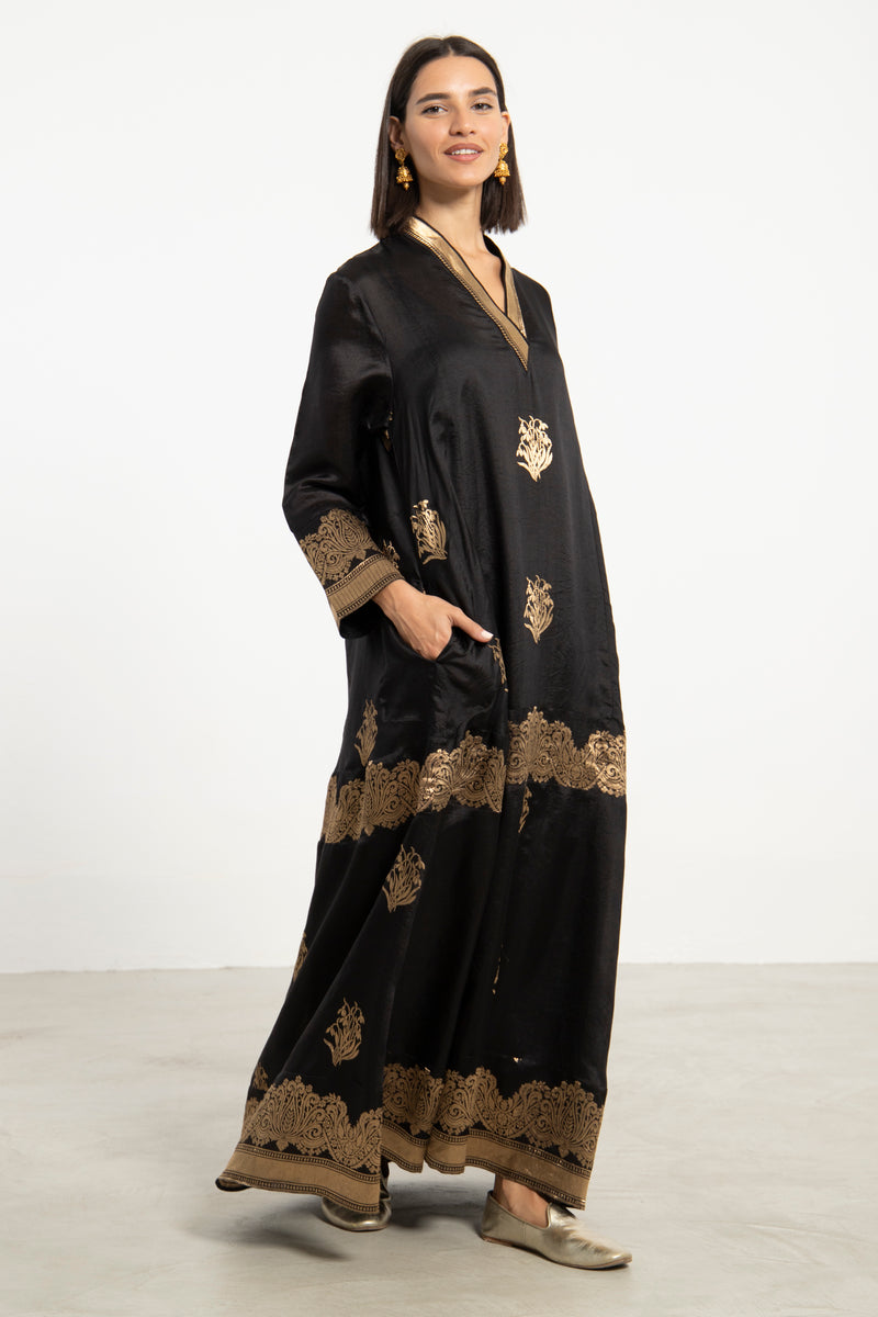 Soula Silk Black & Gold Dress
