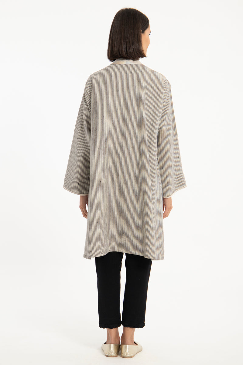 Classic Linen Striped Short Abaya