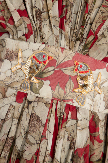 Farah Silk Crepe Floral Dress