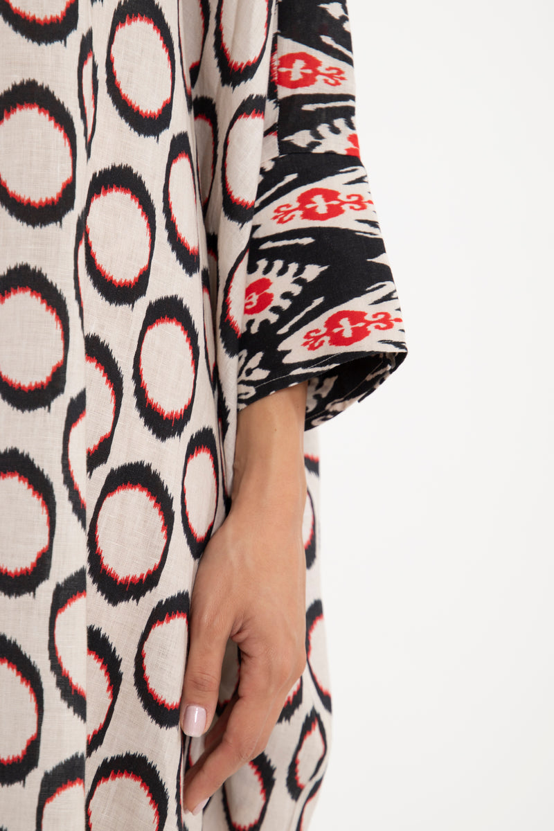 Hiba Linen Printed Ikat Dress