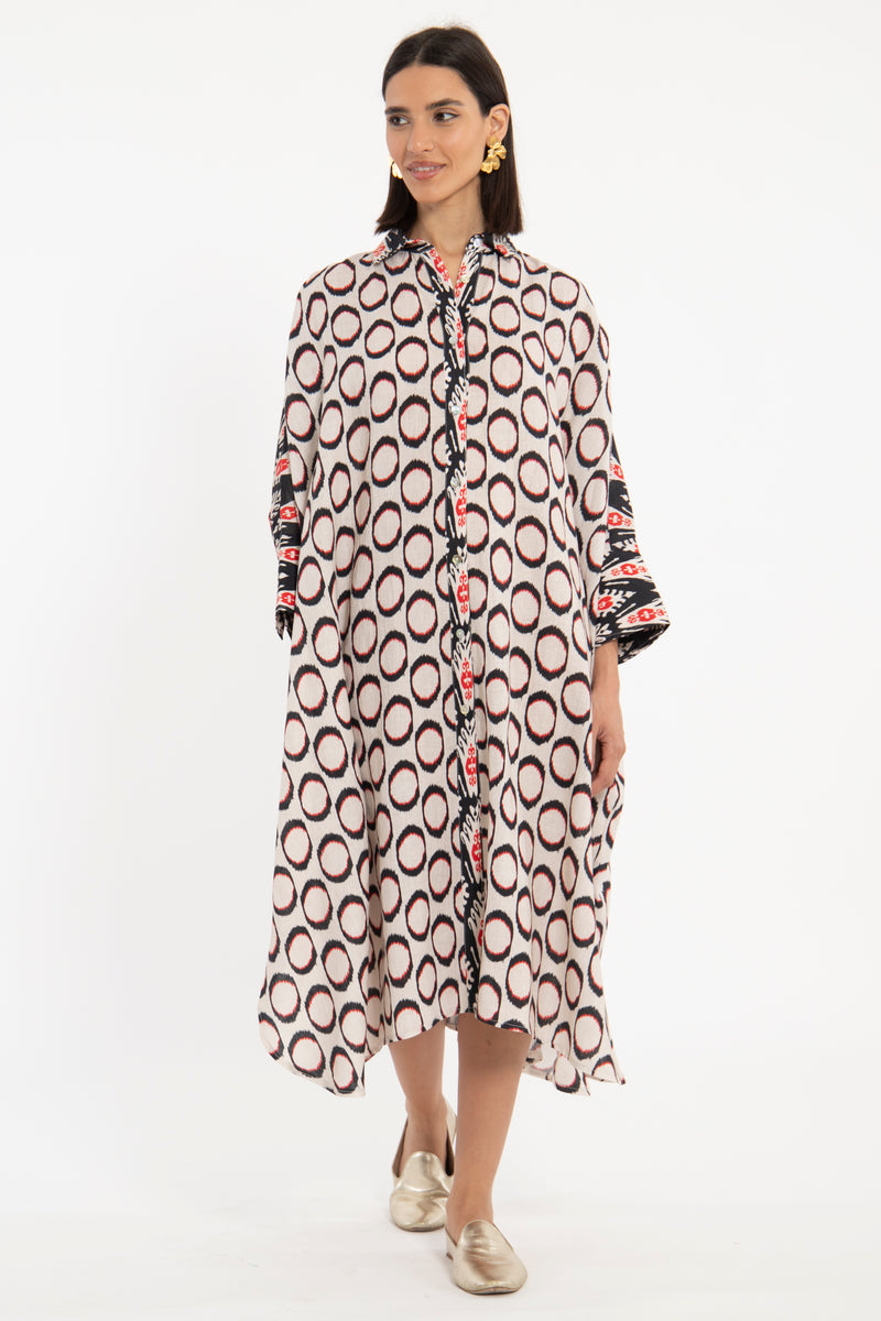 Hiba Linen Printed Ikat Dress