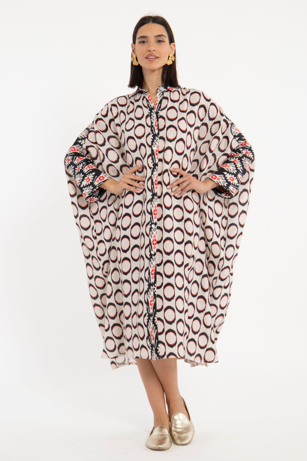 Hiba Linen Printed Ikat Dress
