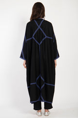 Moghrabiye Velvet Black & Blue Abaya