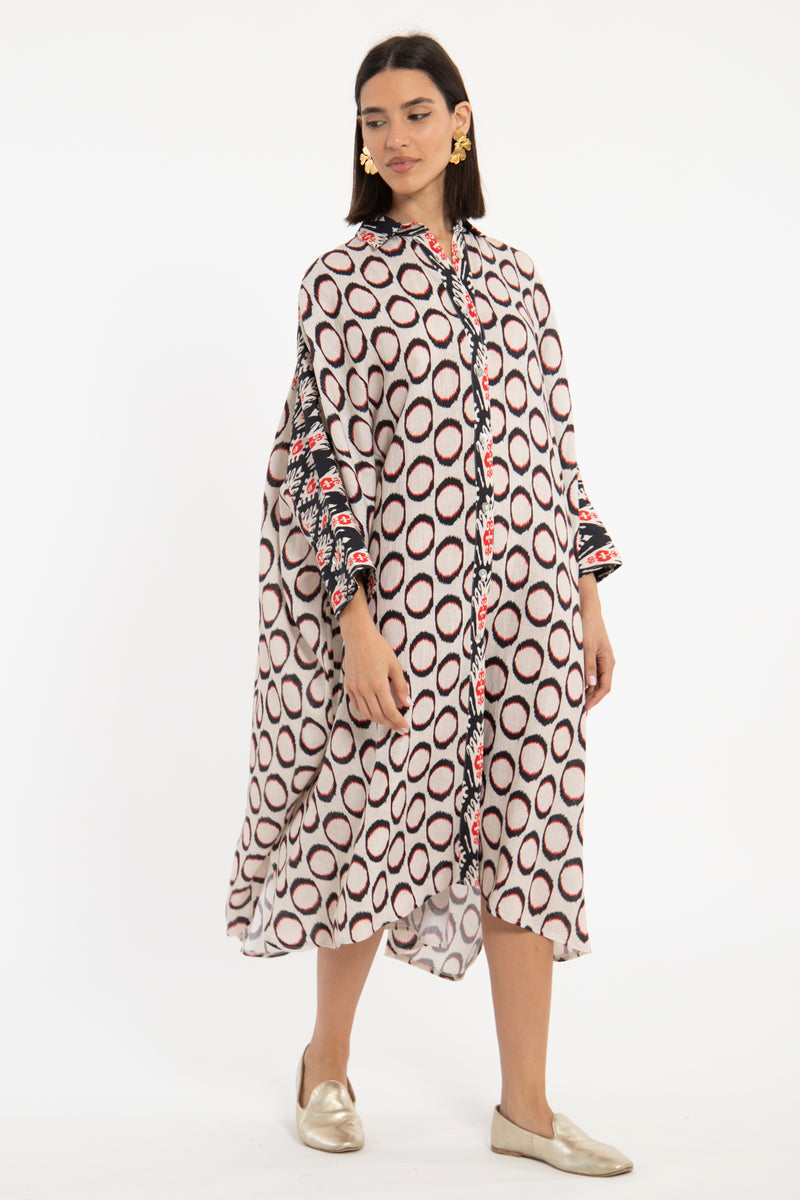 Hiba Linen Printed Ikat Dress