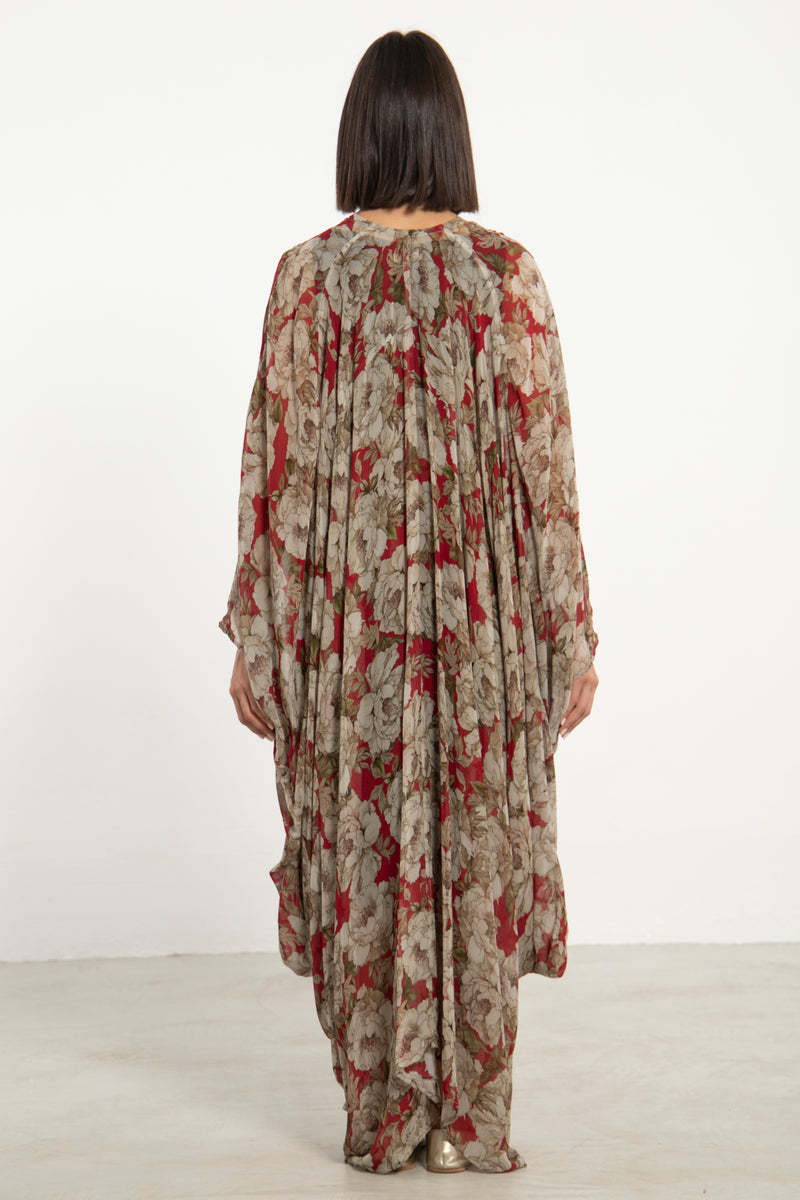 Farah Silk Crepe Floral Dress