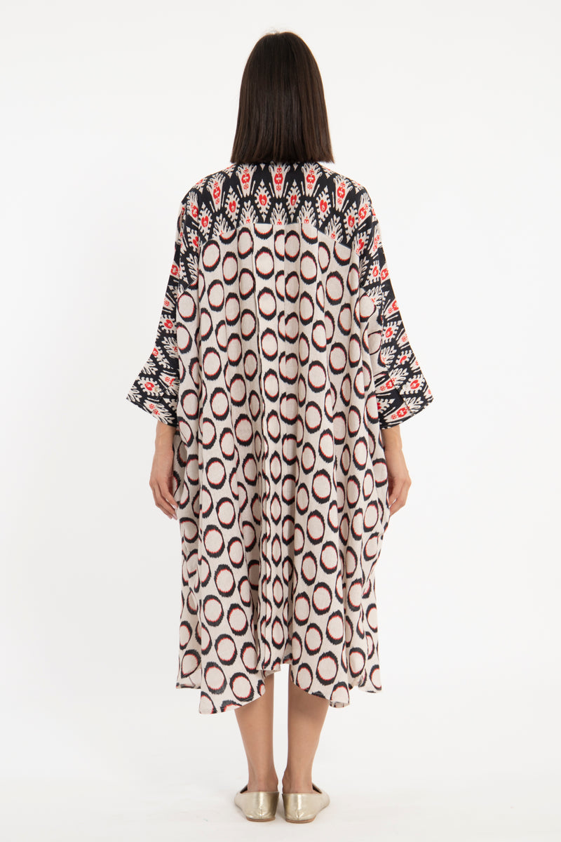 Hiba Linen Printed Ikat Dress