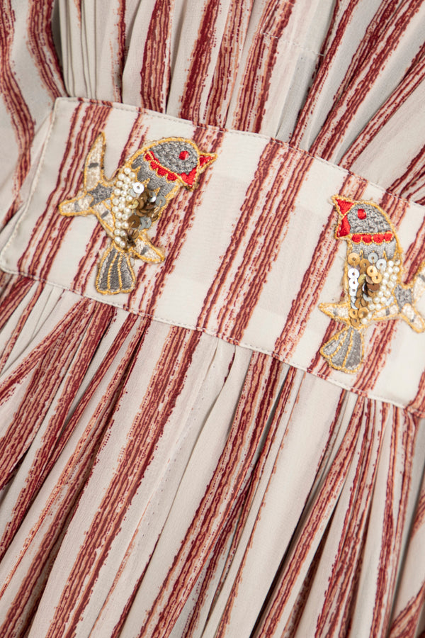 Farah Cotton Silk Striped Dress