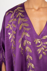 Darine Silk Purple Tareq Embroidered Gown