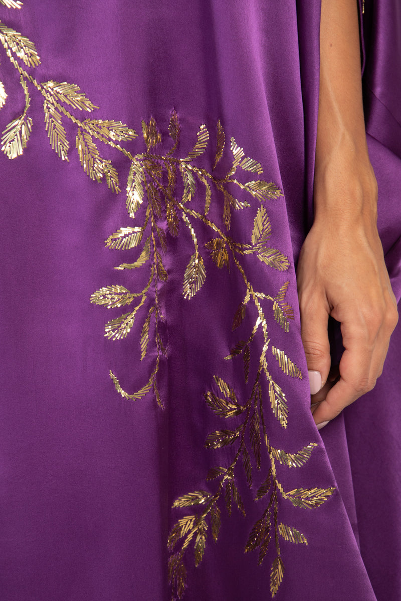 Darine Silk Purple Tareq Embroidered Gown