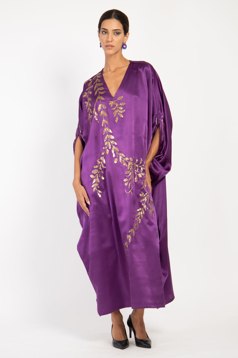 Darine Silk Purple Tareq Embroidered Gown