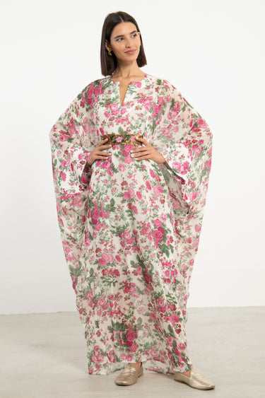 Mountaha Silk Pink Floral Gown