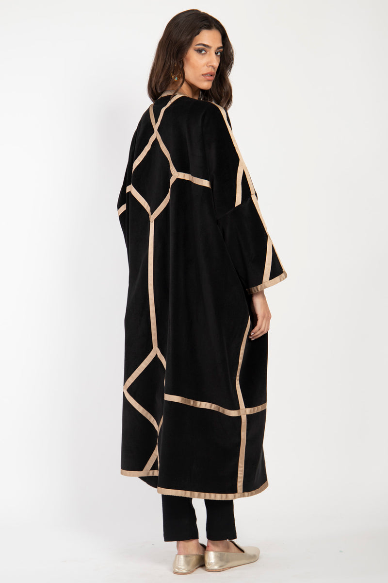 Moghrabiye Velvet Black & Gold Abaya