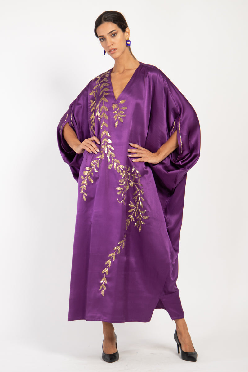 Darine Silk Purple Tareq Embroidered Gown