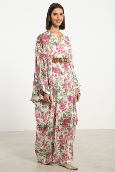 Mountaha Silk Pink Floral Gown