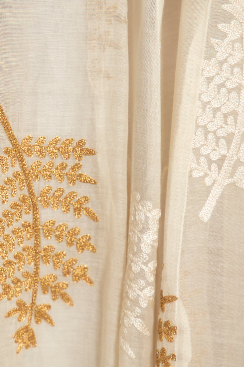 Zeina Cotton Silk Off-White Dress