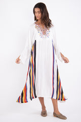 Siwa Fine Wool Embroidered White Dress