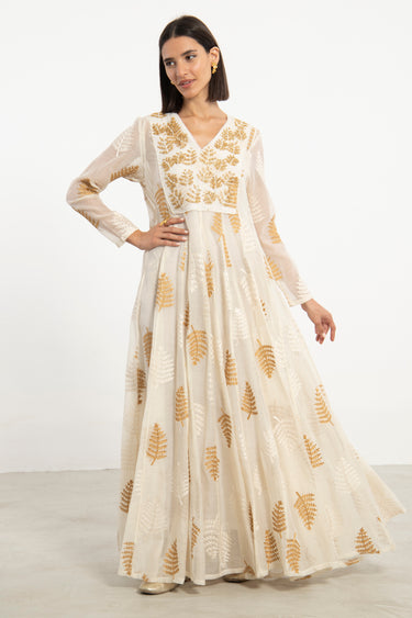 Zeina Cotton Silk Off-White Dress