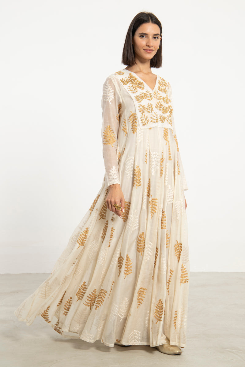 Zeina Cotton Silk Off-White Dress