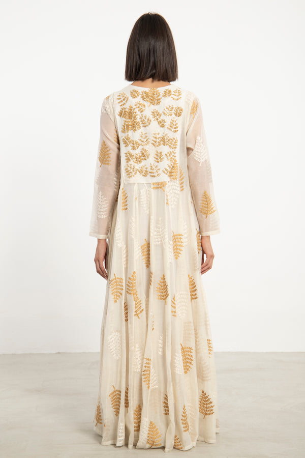 Zeina Cotton Silk Off-White Dress