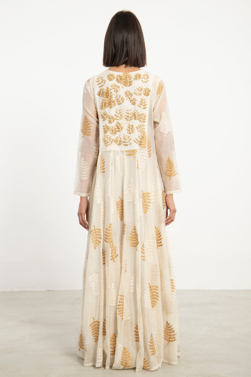 Zeina Cotton Silk Off-White Dress