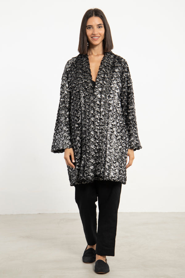 Magda Jacquard Grey Metallic Jacket