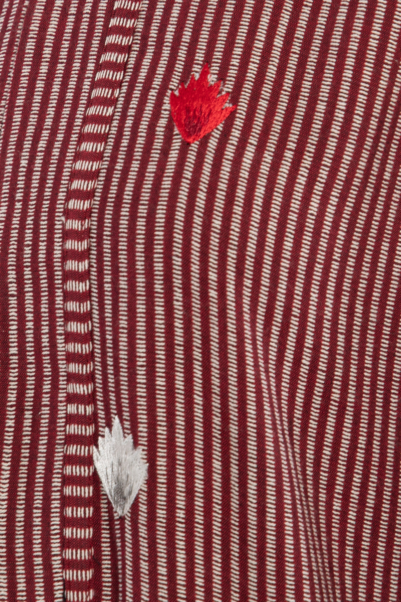 Jalila Cotton Embroidered Striped Dress
