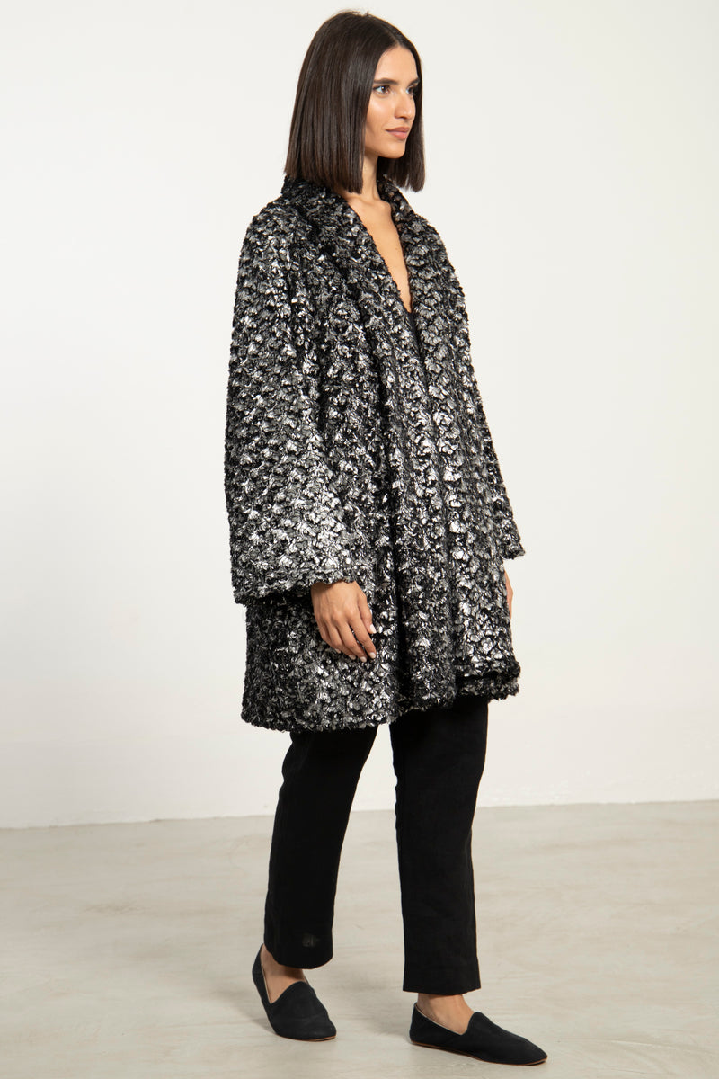 Magda Jacquard Grey Metallic Jacket