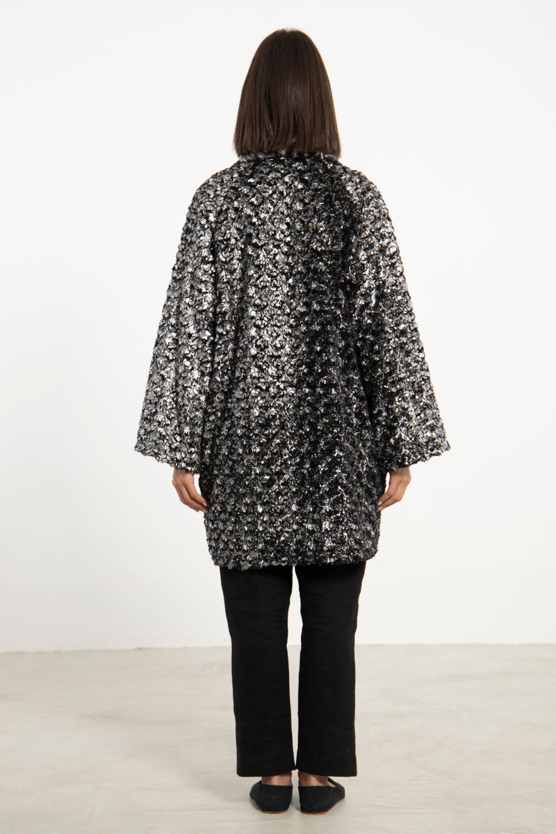 Magda Jacquard Grey Metallic Jacket