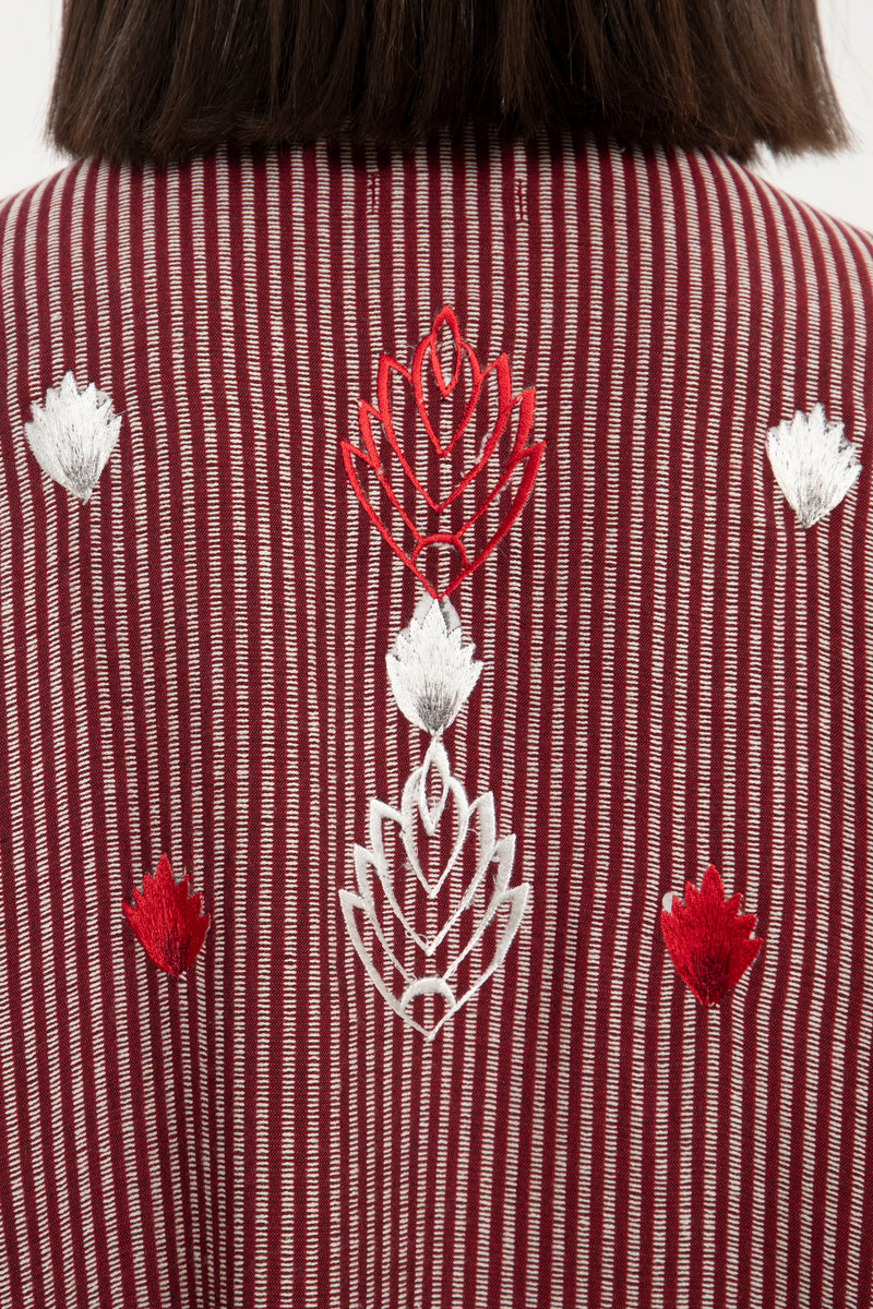 Jalila Cotton Embroidered Striped Dress