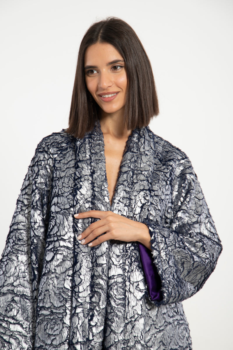 Magda Jacquard Blue Metallic Jacket