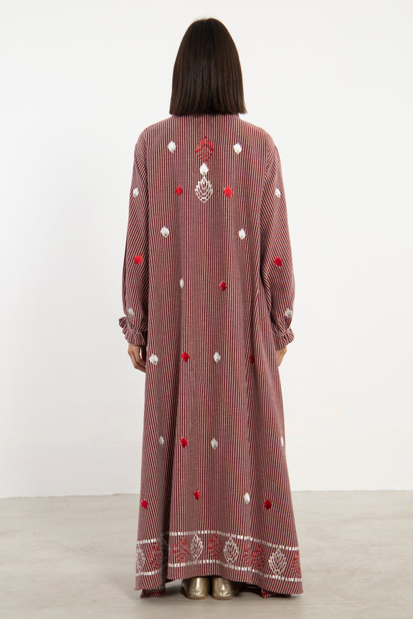 Jalila Cotton Embroidered Striped Dress