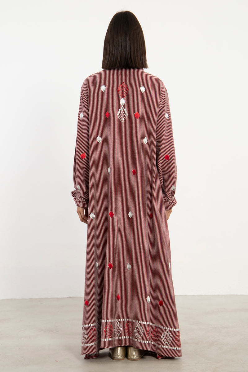 Jalila Cotton Embroidered Striped Dress