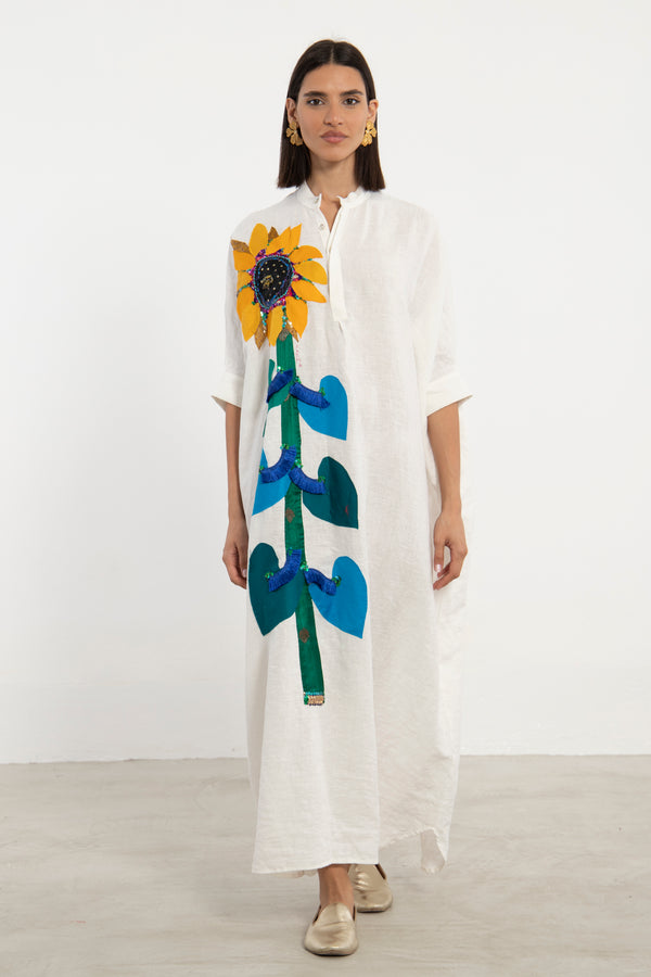 One-Of-A-Kind Helen Sunflower Linen Dress